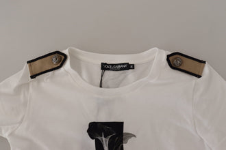 White Black Roses Crewneck Cotton  T-shirt Dolce & Gabbana