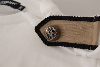 White Black Roses Crewneck Cotton  T-shirt Dolce & Gabbana