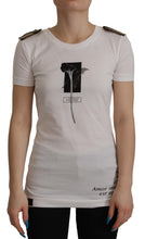 White Black Roses Crewneck Cotton  T-shirt Dolce & Gabbana