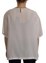 White Silk Gold DG Crown Crystal Blouse Top Dolce & Gabbana