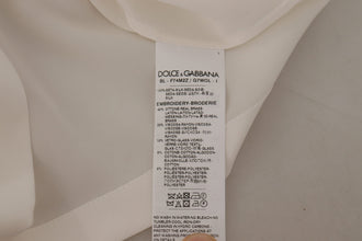 White Silk Gold DG Crown Crystal Blouse Top Dolce & Gabbana