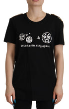 Black Logo Motive Crewneck Cotton T-shirt Dolce & Gabbana