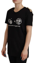 Black Logo Motive Crewneck Cotton T-shirt Dolce & Gabbana