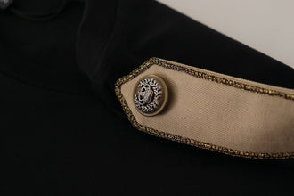 Black Logo Motive Crewneck Cotton T-shirt Dolce & Gabbana