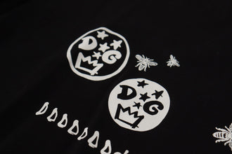 Black Logo Motive Crewneck Cotton T-shirt Dolce & Gabbana