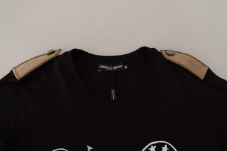 Black Logo Motive Crewneck Cotton T-shirt Dolce & Gabbana