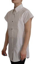 White Sleeveless Tuxedo Formal Blouse Top Dolce & Gabbana