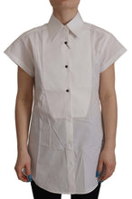 White Sleeveless Tuxedo Formal Blouse Top Dolce & Gabbana