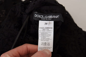 Black Floral Lace Pullover Sicily Blouse Dolce & Gabbana