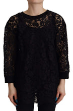 Black Floral Lace Pullover Sicily Blouse Dolce & Gabbana