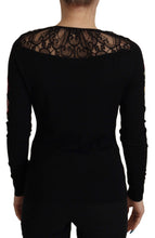 Black Lace Angel Roses Cardigan Sweater Dolce & Gabbana