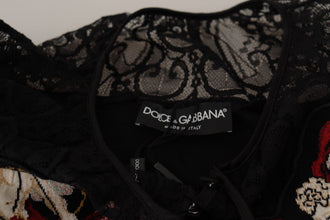 Black Lace Angel Roses Cardigan Sweater Dolce & Gabbana