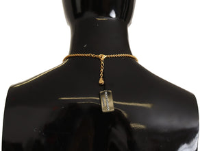 Gold Rose Love Crystal Charm Chain Necklace Dolce & Gabbana