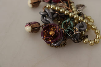 Gold Brass Sicily Floral Crystal Statement Necklace Dolce & Gabbana