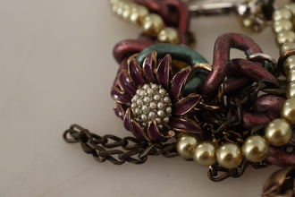 Gold Brass Sicily Floral Crystal Statement Necklace Dolce & Gabbana