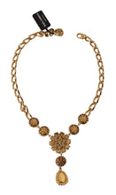 Gold Brass Crystal Purple Pink Pearl Pendants Necklace Dolce & Gabbana