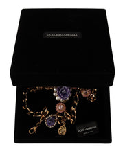 Gold Brass Crystal Purple Pink Pearl Pendants Necklace Dolce & Gabbana