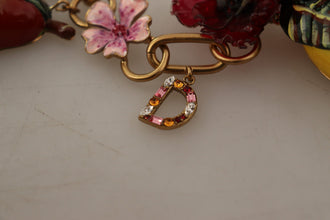Gold Brass Sicily Fruits Roses Statement Necklace Dolce & Gabbana