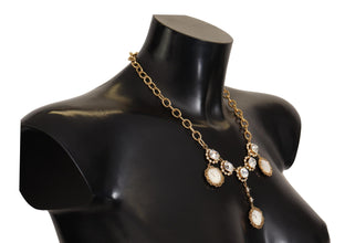 Gold Clock Statement Crystal Chain Necklace Dolce & Gabbana