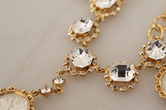 Gold Clock Statement Crystal Chain Necklace Dolce & Gabbana