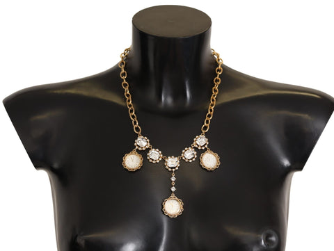 Gold Clock Statement Crystal Chain Necklace Dolce & Gabbana