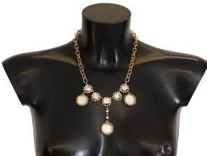 Gold Clock Statement Crystal Chain Necklace Dolce & Gabbana