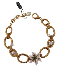 Gold White Lily Floral Chain Statement Necklace Dolce & Gabbana