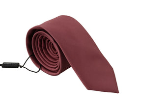 Pink Solid Print Silk Adjustable Necktie Accessory Tie Dolce & Gabbana