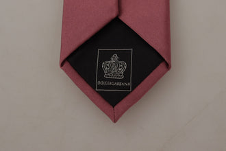 Pink Solid Print Silk Adjustable Necktie Accessory Tie Dolce & Gabbana