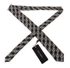 Black White Flower 100% Silk Print Adjustable Accessory Tie Dolce & Gabbana