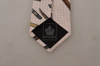 Pink Pen Dots Print 100% Silk Adjustable Neck Accessory Tie Dolce & Gabbana