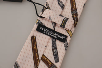 Pink Pen Dots Print 100% Silk Adjustable Neck Accessory Tie Dolce & Gabbana