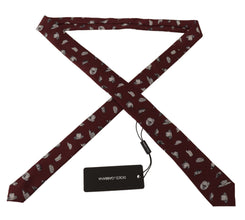 Maroon Hat Pattern 100% Silk Adjustable Accessory Tie Dolce & Gabbana