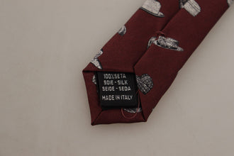 Maroon Hat Pattern 100% Silk Adjustable Accessory Tie Dolce & Gabbana