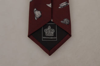 Maroon Hat Pattern 100% Silk Adjustable Accessory Tie Dolce & Gabbana