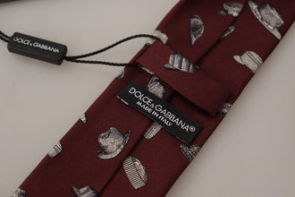 Maroon Hat Pattern 100% Silk Adjustable Accessory Tie Dolce & Gabbana
