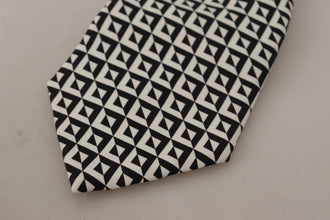 Black White Geometric 100% Silk Adjustable Accessory Tie Dolce & Gabbana