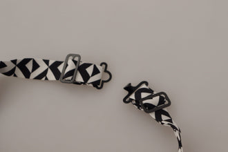 Black White Geometric 100% Silk Adjustable Accessory Tie Dolce & Gabbana