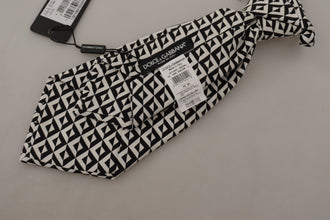 Black White Geometric 100% Silk Adjustable Accessory Tie Dolce & Gabbana
