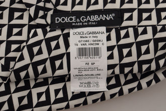 Black White Geometric 100% Silk Adjustable Accessory Tie Dolce & Gabbana