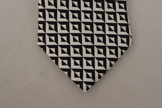 Black White Geometric 100% Silk Adjustable Accessory Tie Dolce & Gabbana