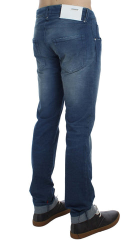 Blue Wash Denim Cotton Stretch Slim Fit Jeans Acht