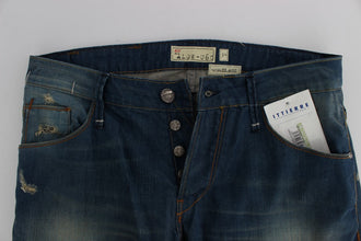 Blue Wash Denim Cotton Stretch Baggy Fit Jeans Acht