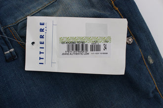 Blue Wash Denim Cotton Stretch Baggy Fit Jeans Acht