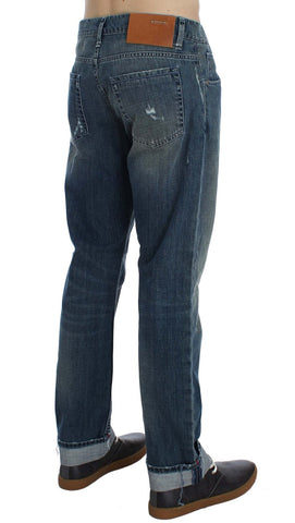 Blue Wash Cotton Denim Regular Fit Jeans Acht