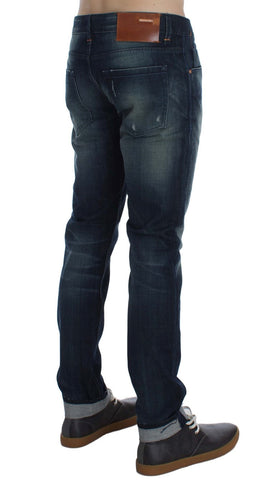 Blue Wash Cotton Denim Slim Fit Jeans Acht