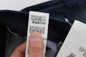 Blue Wash Cotton Denim Slim Fit Jeans Acht