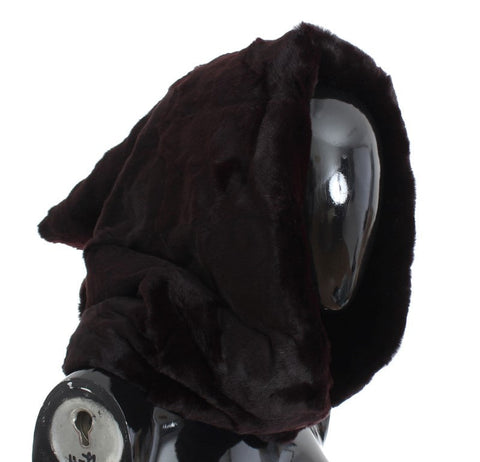 Purple Weasel Fur Crochet Hood Scarf Hat Dolce & Gabbana