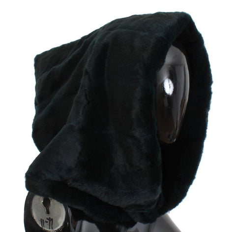 Green Weasel Fur Crochet Hood Scarf Hat Dolce & Gabbana