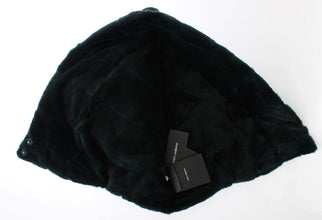 Green Weasel Fur Crochet Hood Scarf Hat Dolce & Gabbana